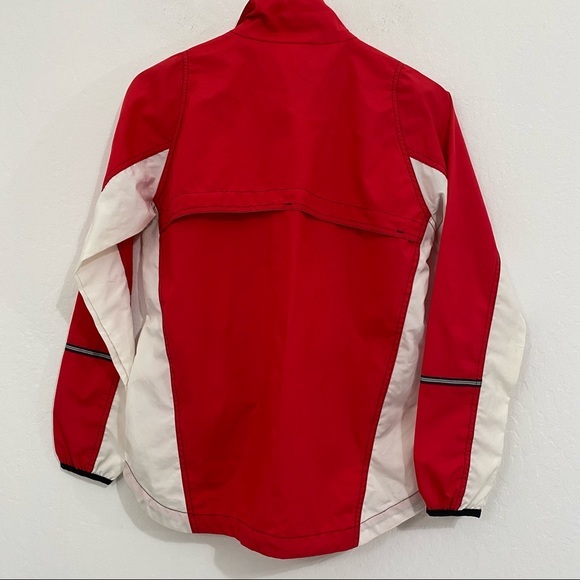 New Balance Women's M Red Colorblock Half Zip Windbreaker Jacket Collared - Picture 7 of 9